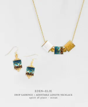 Drop Earrings   Adjustable Length Necklace Set - Spirit of Place Ocean