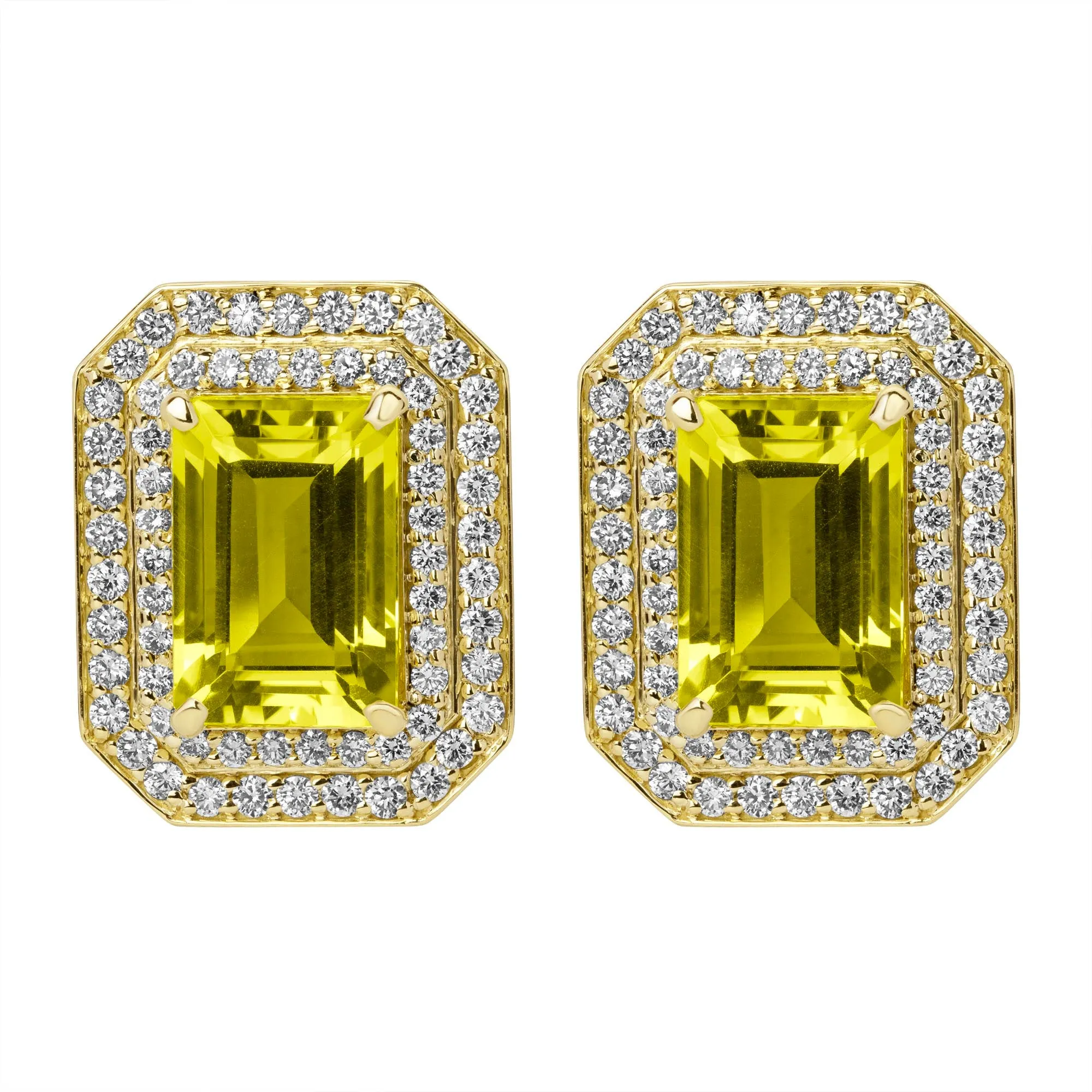 Earrings - Lemon Quartz And Diamond