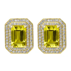 Earrings - Lemon Quartz And Diamond