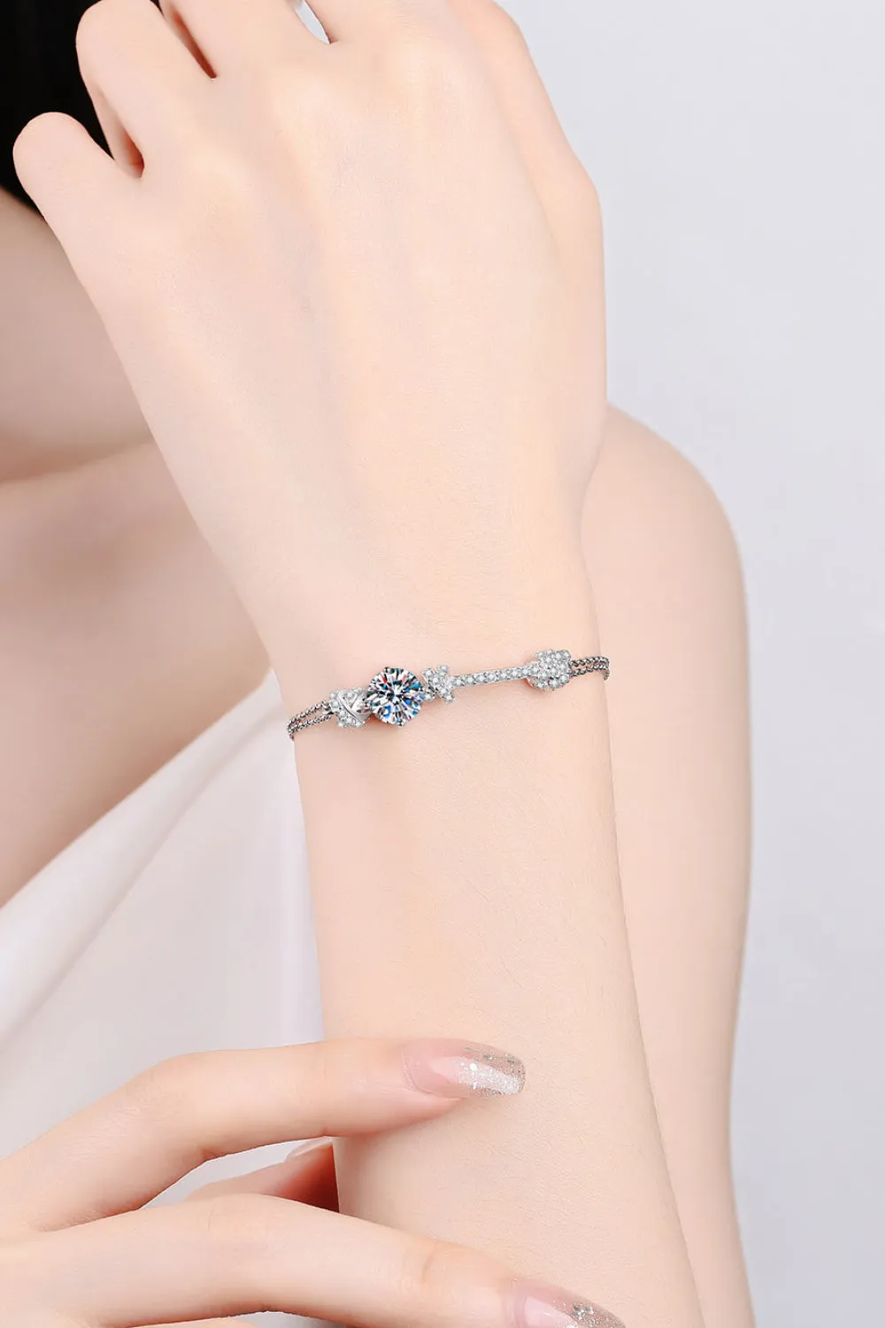 Earth's Splendor Moissanite Sterling Silver Womens Bracelet