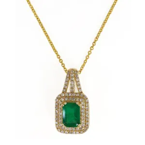 Effy Yellow Gold Emerald and Diamond Necklace 1/3ctw