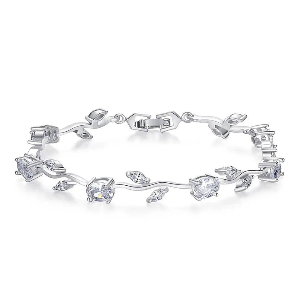 Elegant Multi-Color Rose Vine Swiss Zircon Bracelet