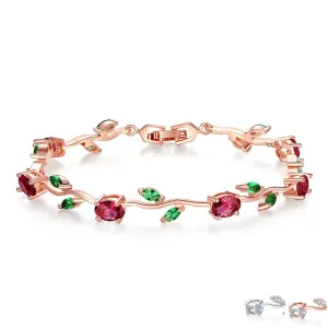 Elegant Multi-Color Rose Vine Swiss Zircon Bracelet