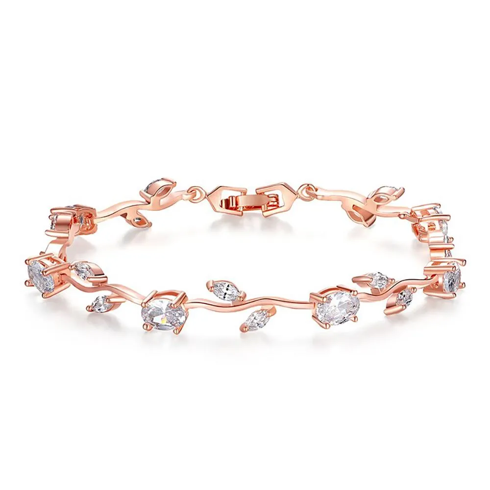 Elegant Multi-Color Rose Vine Swiss Zircon Bracelet