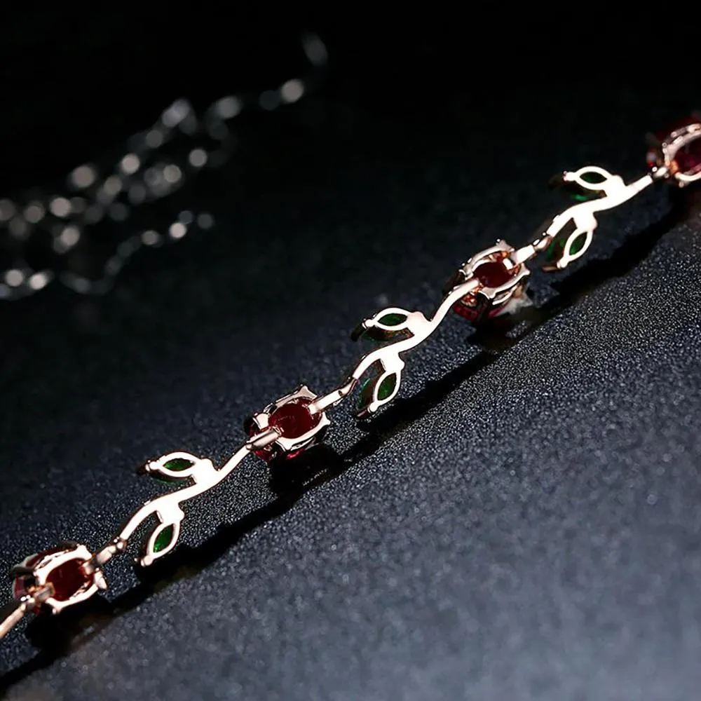 Elegant Multi-Color Rose Vine Swiss Zircon Bracelet