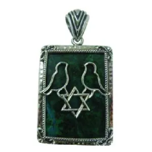 Emerald Green Judaic Star Peace Dove Necklace Pendant Jewelry
