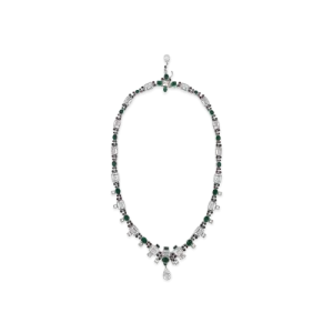 Emerald, Ruby & White Sapphire Estate Necklace