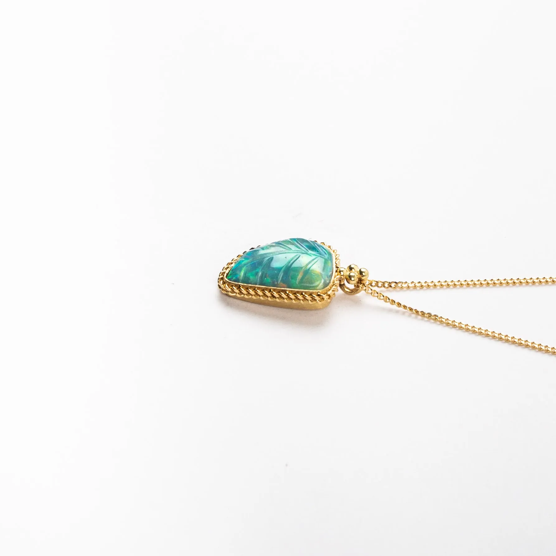 Ethiopian Opal Leaf Necklace