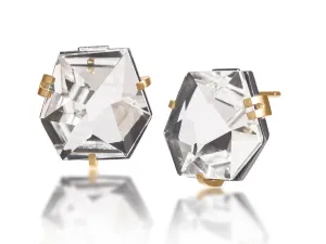 Faceted Colorless Quartz Stud Earrings (Small)