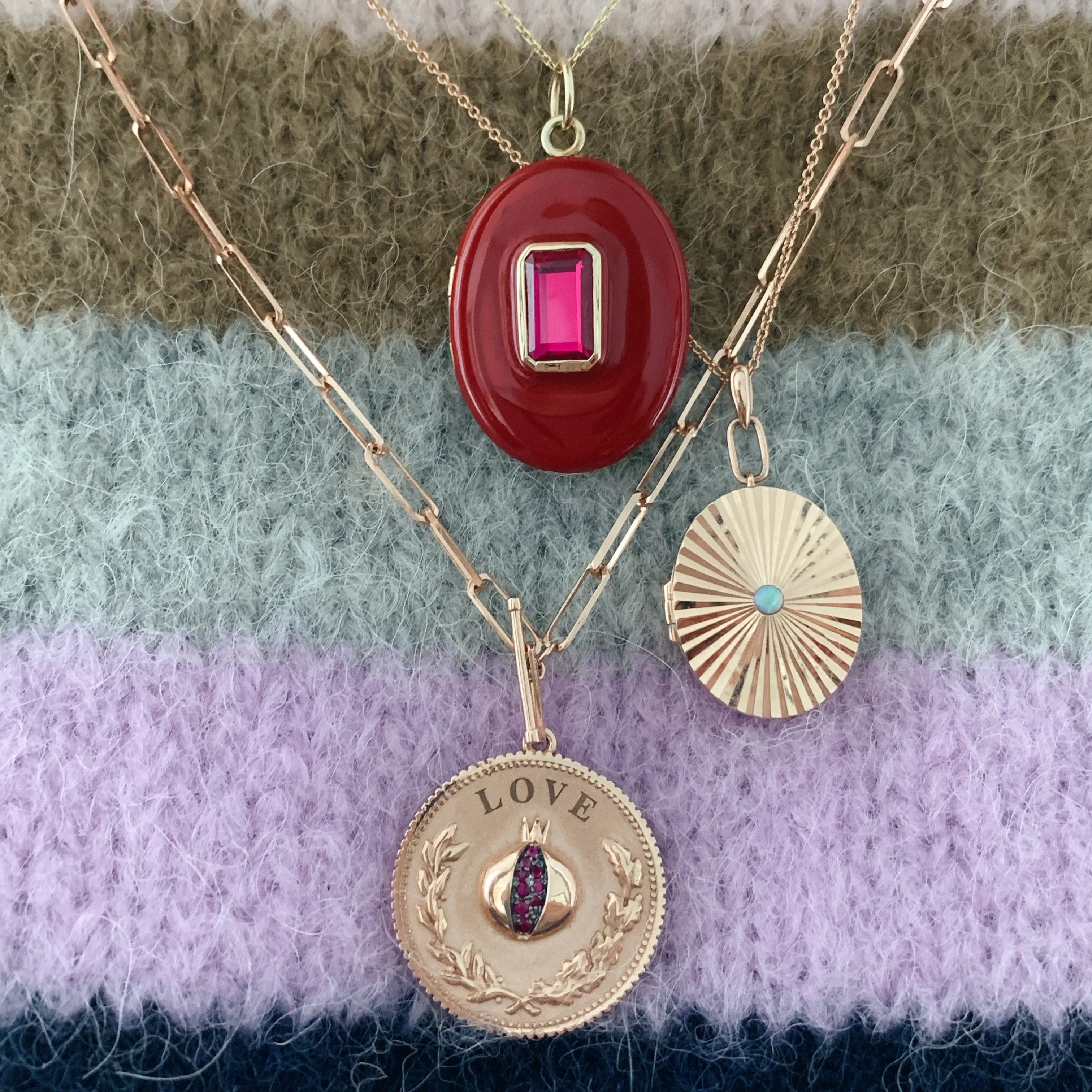Farrah Opal Fluted Locket Necklace