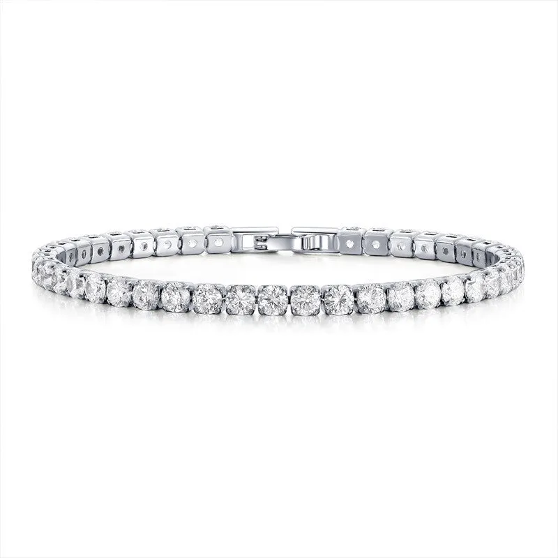 Fashion Color 4.0 Round Zircon Single Row Diamond Bracelet