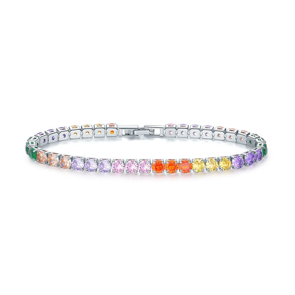 Fashion Color 4.0 Round Zircon Single Row Diamond Bracelet