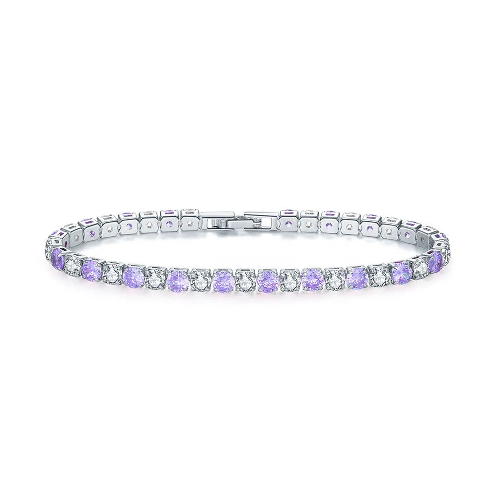 Fashion Color 4.0 Round Zircon Single Row Diamond Bracelet