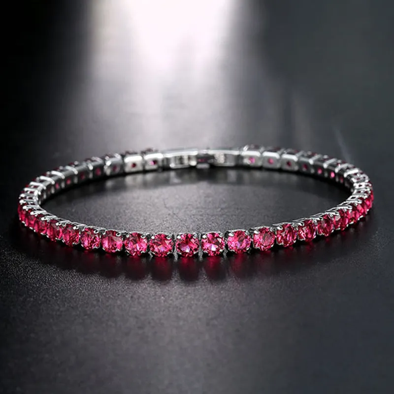 Fashion Color 4.0 Round Zircon Single Row Diamond Bracelet