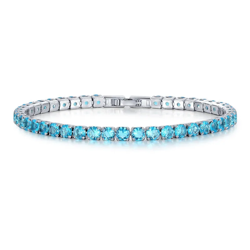 Fashion Color 4.0 Round Zircon Single Row Diamond Bracelet