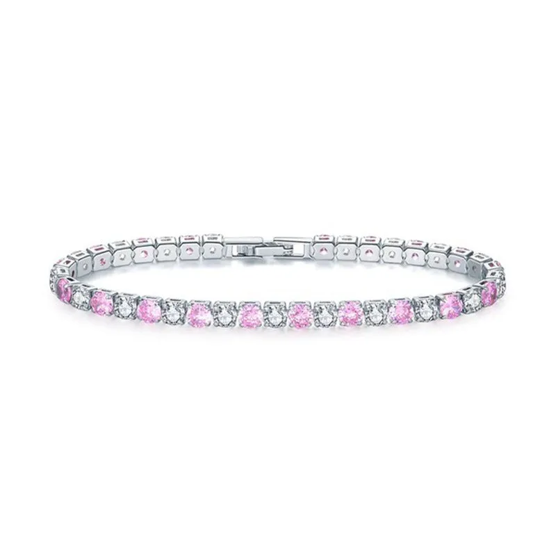 Fashion Color 4.0 Round Zircon Single Row Diamond Bracelet