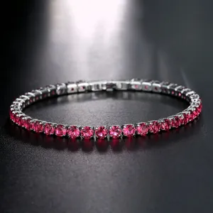 Fashion Color 4.0 Round Zircon Single Row Diamond Bracelet