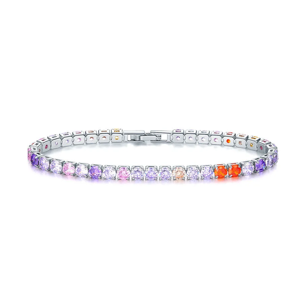 Fashion Color 4.0 Round Zircon Single Row Diamond Bracelet