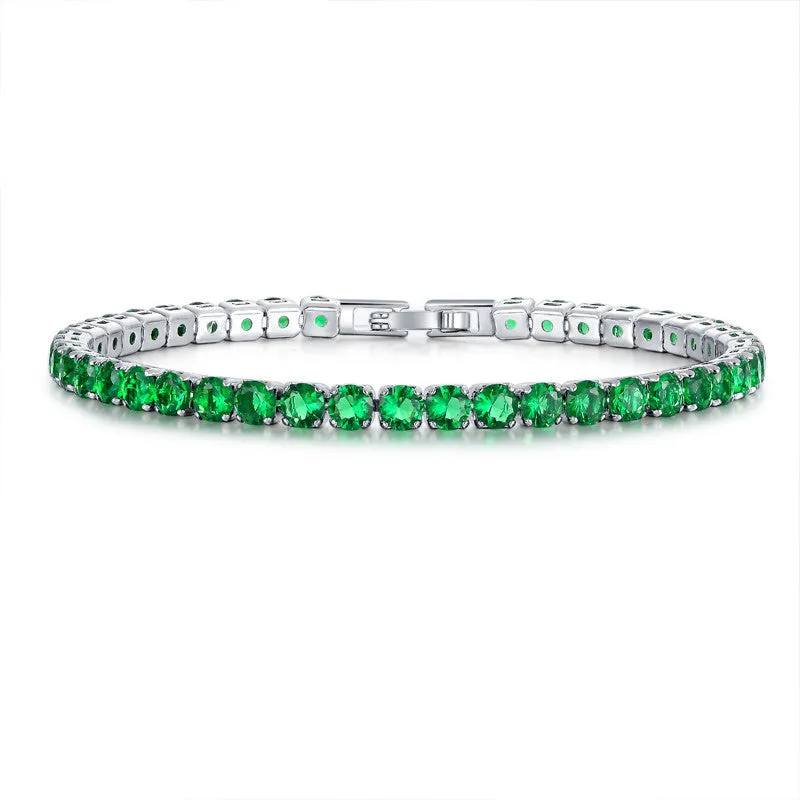 Fashion Color 4.0 Round Zircon Single Row Diamond Bracelet