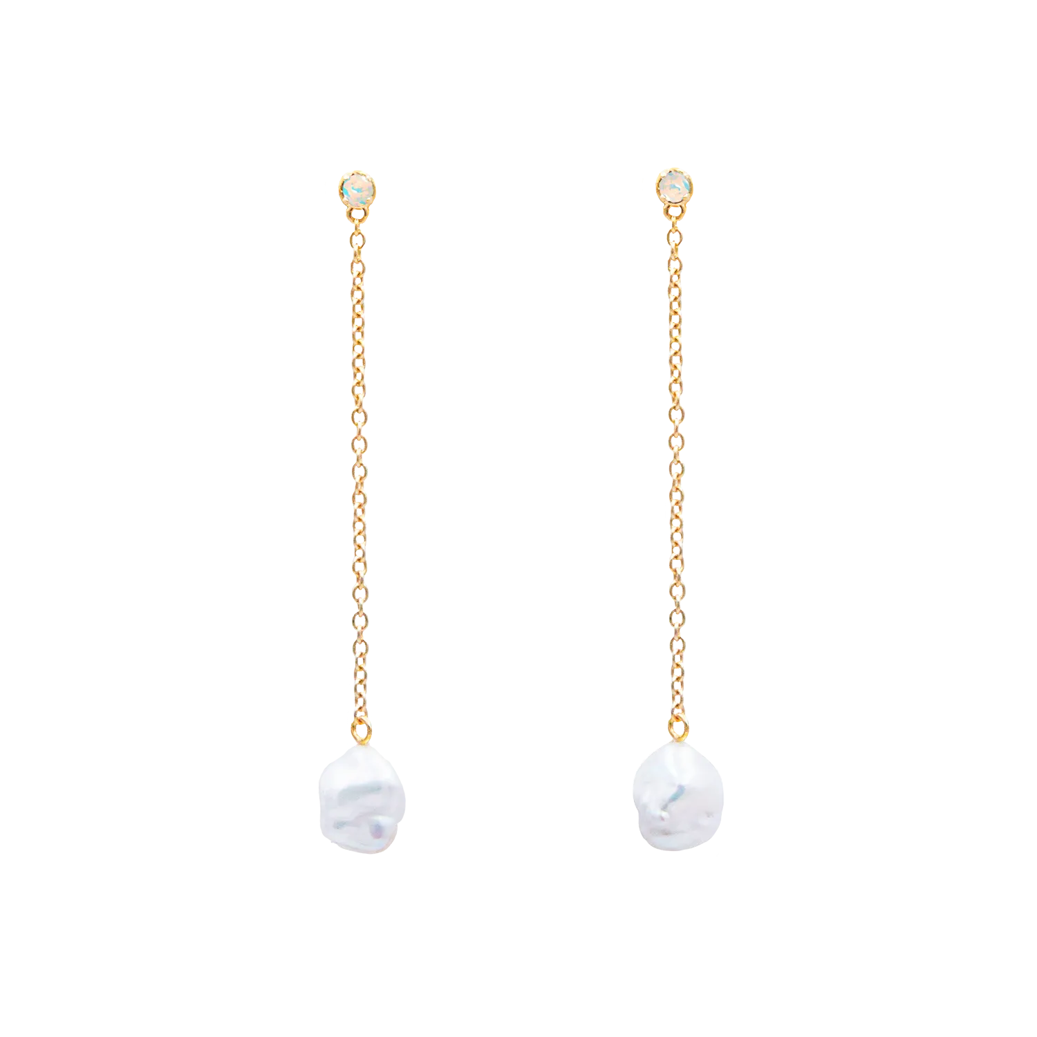 Floating Pearl and Opal Drop Earrings