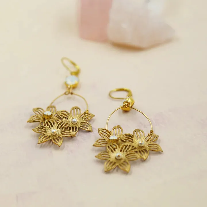 Floral Cluster Statement Earrings