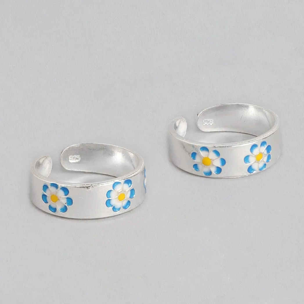Floral Print 925 Sterling Silver Toe Ring