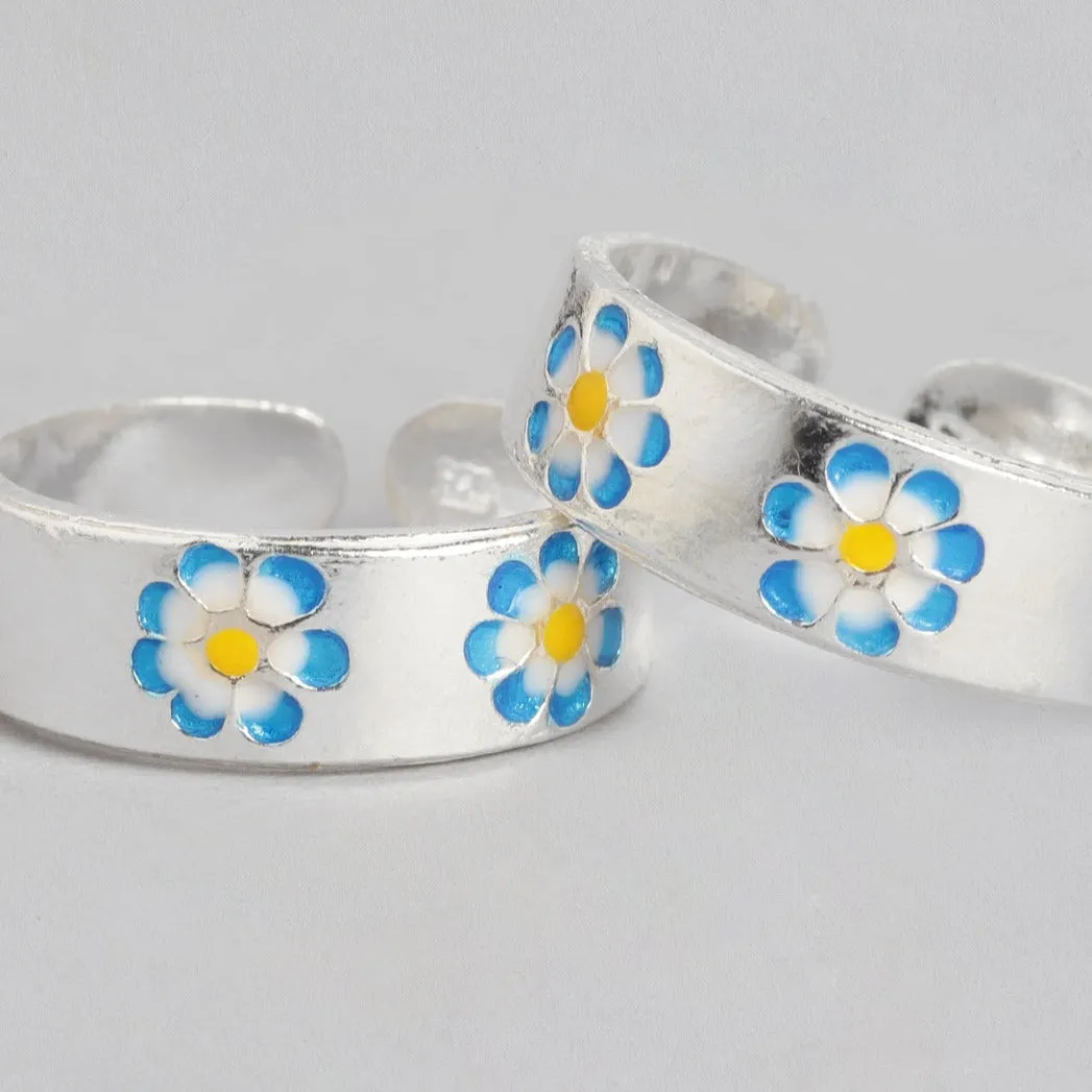 Floral Print 925 Sterling Silver Toe Ring