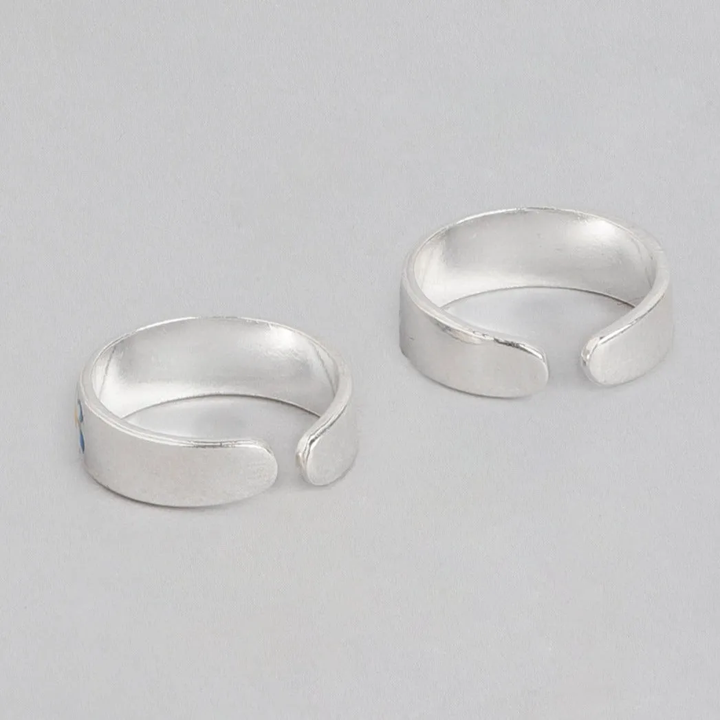 Floral Print 925 Sterling Silver Toe Ring