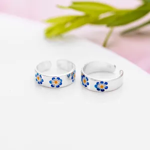 Floral Print 925 Sterling Silver Toe Ring
