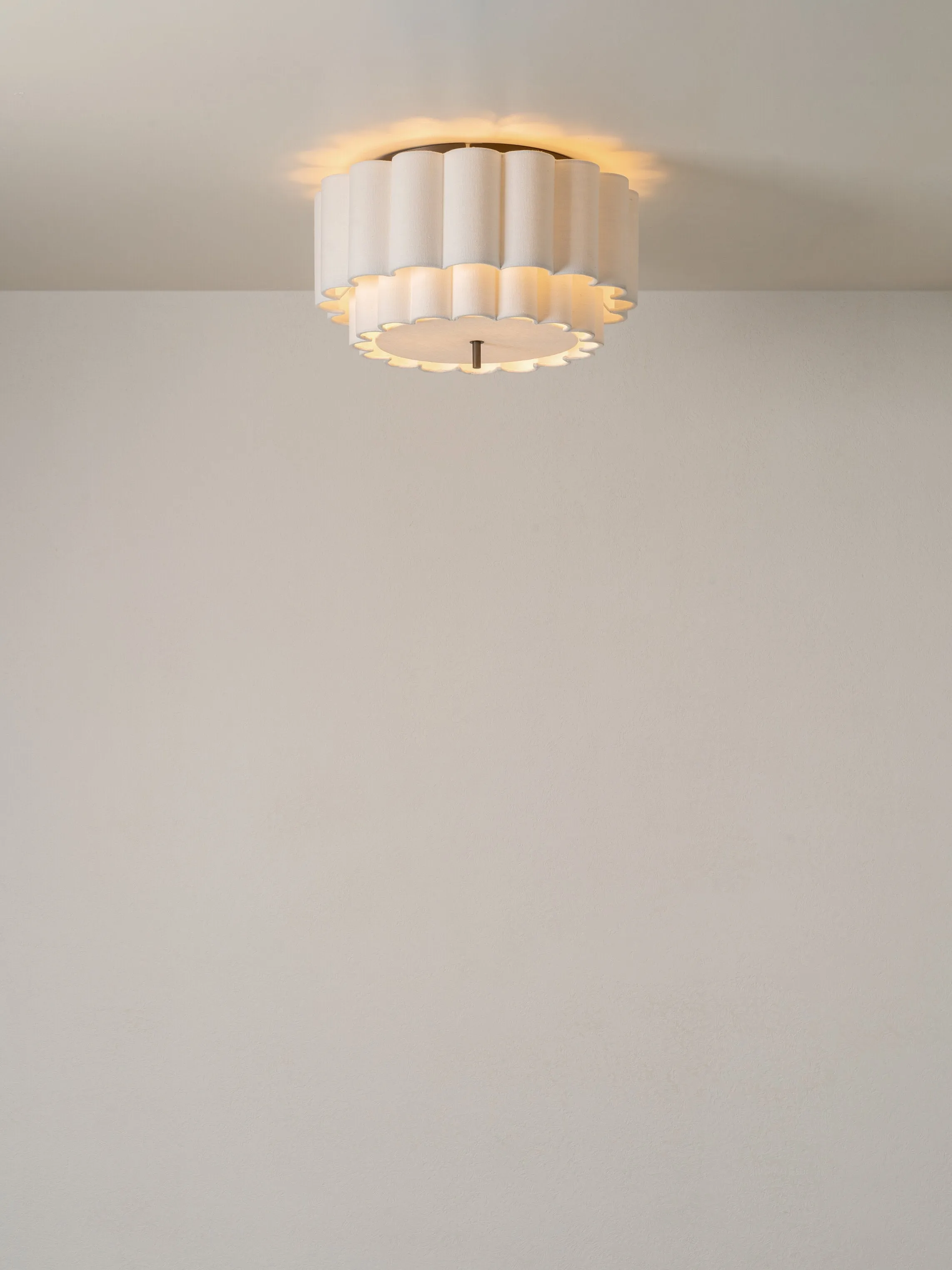 Folia - scalloped natural linen flush pendant