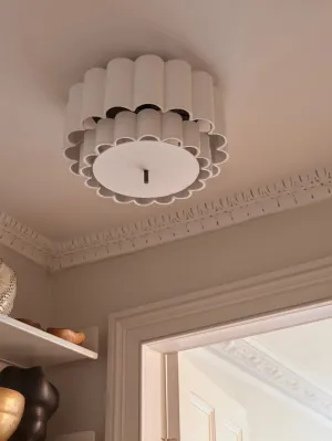 Folia - scalloped natural linen flush pendant