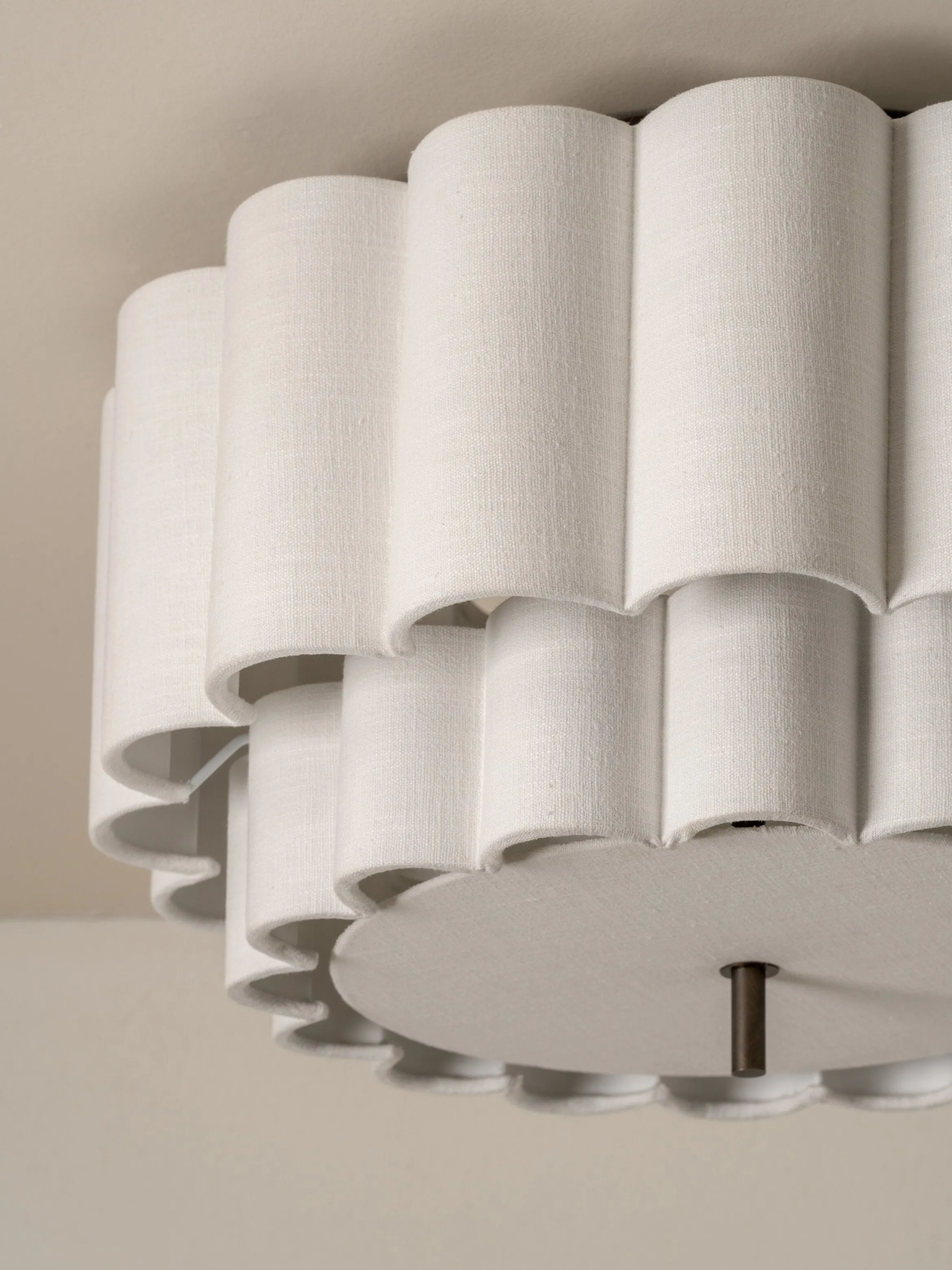 Folia - scalloped natural linen flush pendant