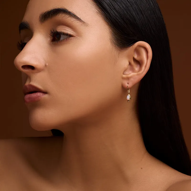 Gaia Earring, White Opal, Gold