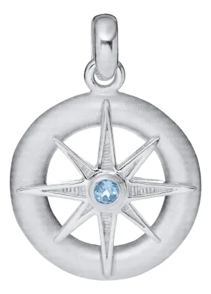 Genuine Sterling Silver Evening Tide Collection Star Necklace with Swiss Blue Topaz