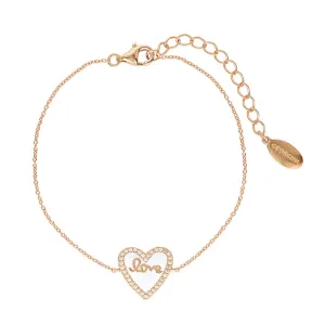 Georgini Reflection Enamel Love Heart Bracelet Rose Gold