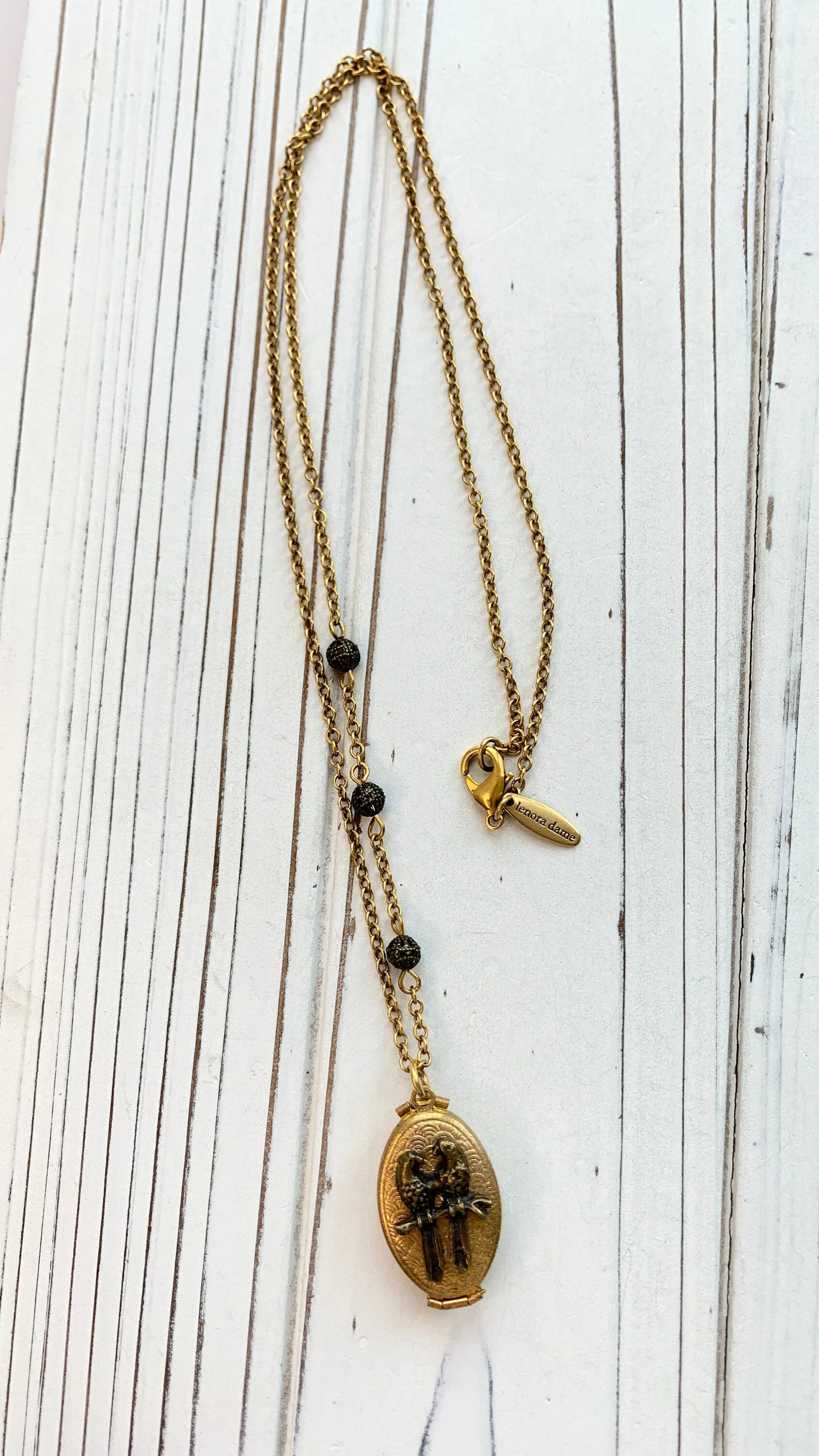 Gilded Lovebird Locket Necklace