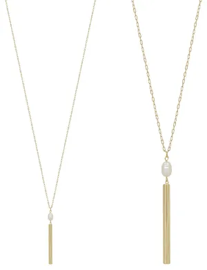 Gold Bar & Pearl Necklace