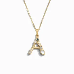 Gold Gemstone Initial Necklace
