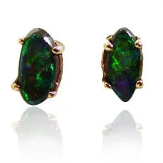 Green Blue Boulder Opal 9k Studs