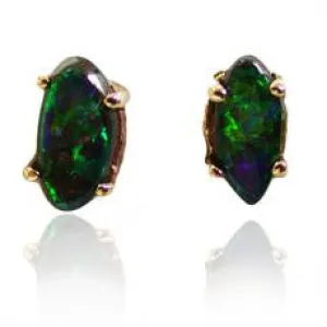 Green Blue Boulder Opal 9k Studs