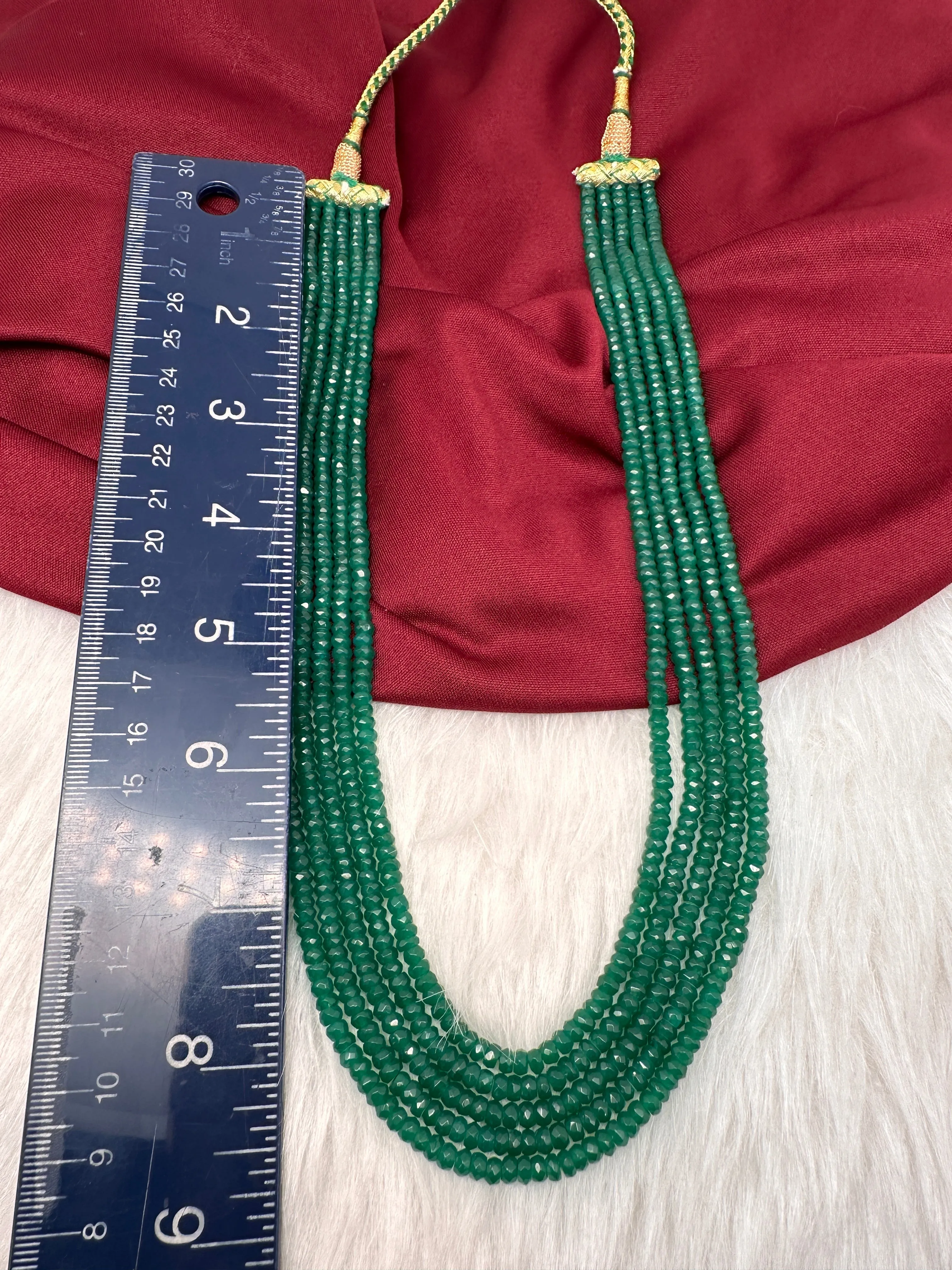 Green Emerald Real Beads Mala Necklace