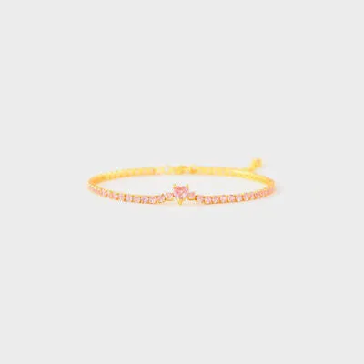 Heart Shape Inlaid Zircon 18K Gold-Plated Bracelet