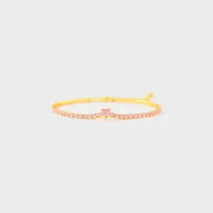 Heart Shape Inlaid Zircon 18K Gold-Plated Bracelet