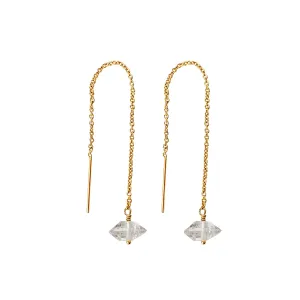Herkimer Diamond Threader Earrings | Gold
