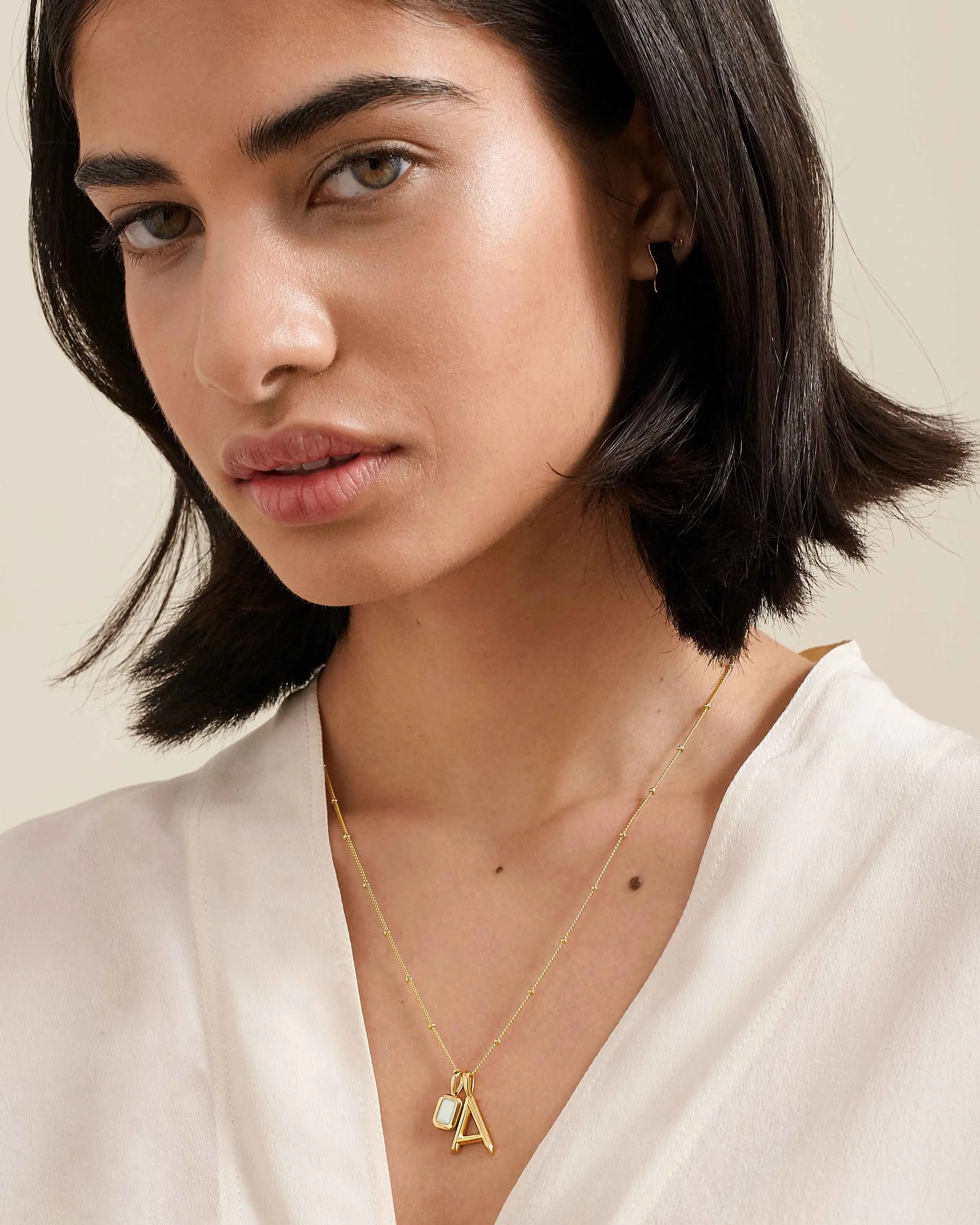 Initial Deco Birthstone Necklace