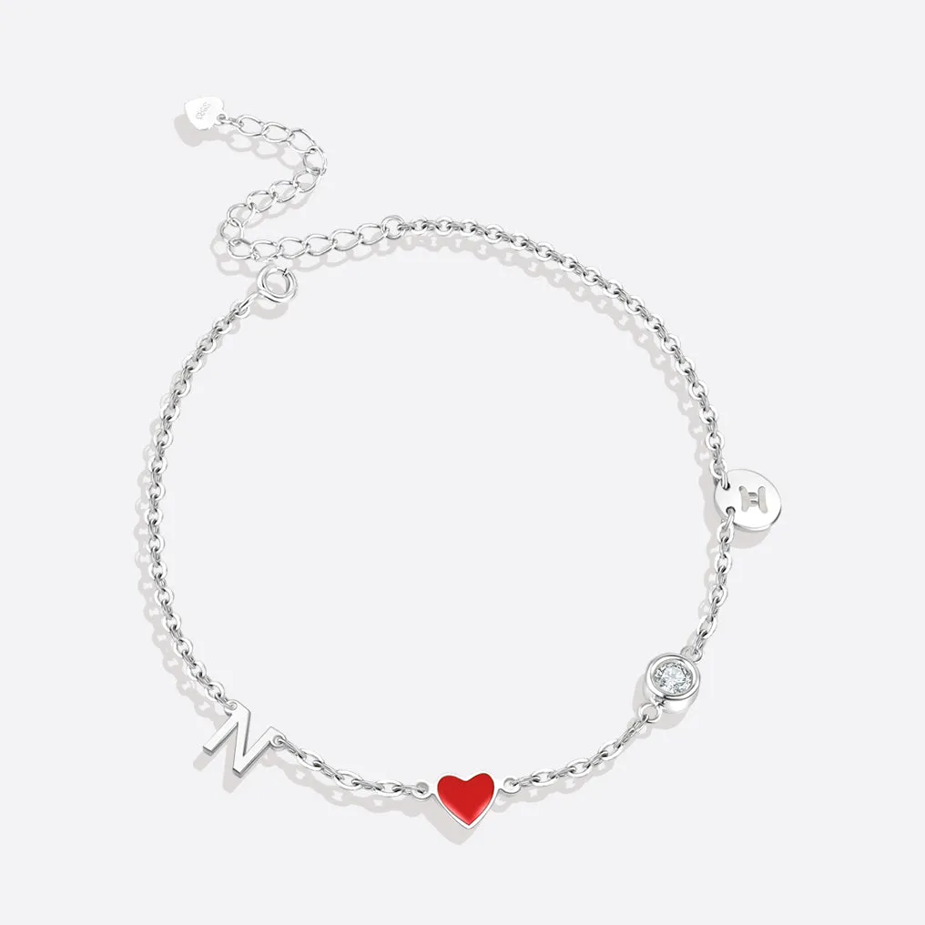 Initial Heart Bracelet with Diamond and Zodiac Accent