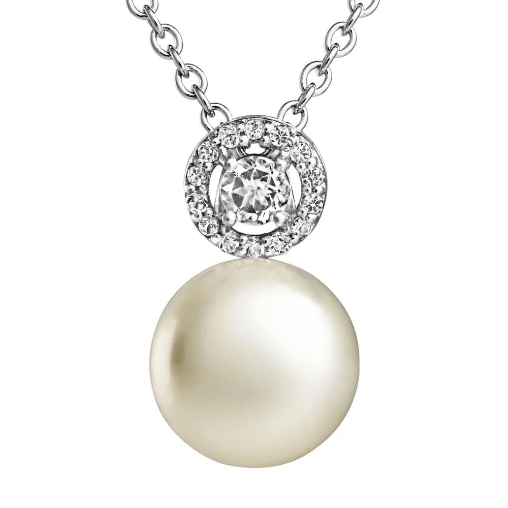 Jersey Pearl Amberley Halo Pearl Pendant - Silver & Topaz 1703641