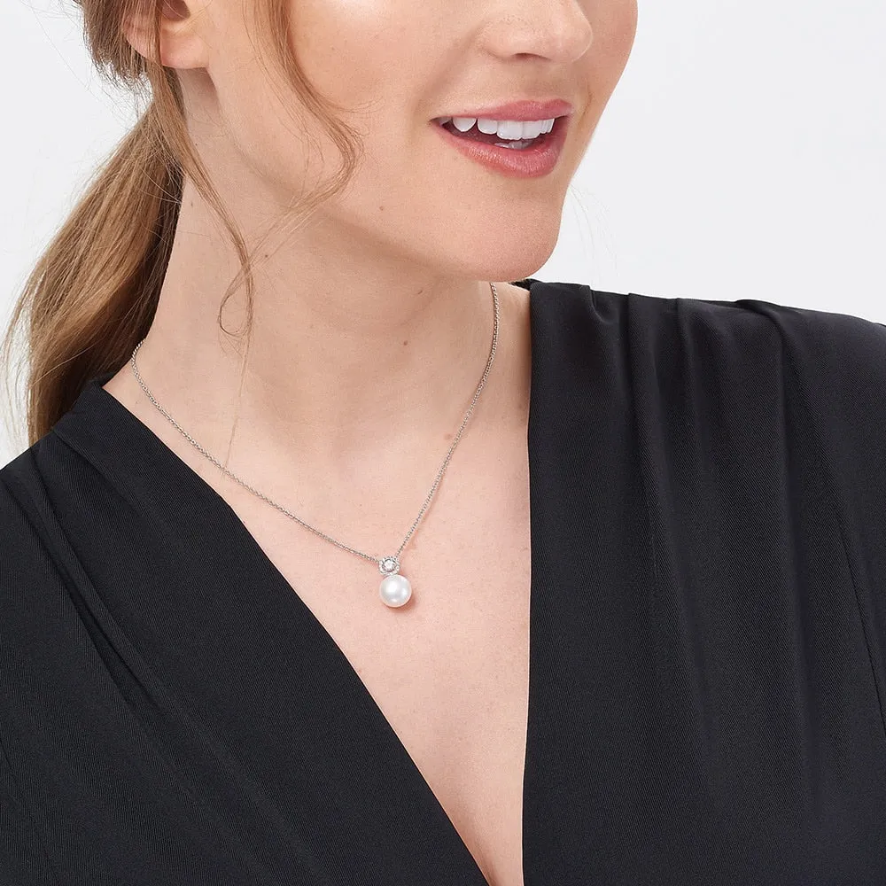 Jersey Pearl Amberley Halo Pearl Pendant - Silver & Topaz 1703641