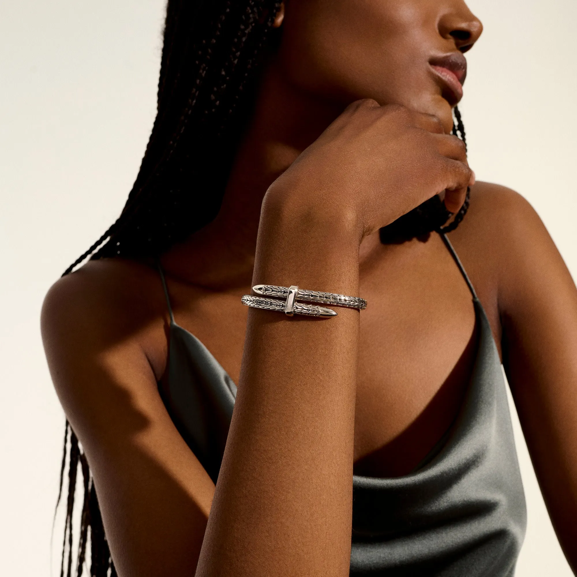 JOHN HARDY LARGE STERLING SILVER SPEAR FLEX CUFF BRACELET