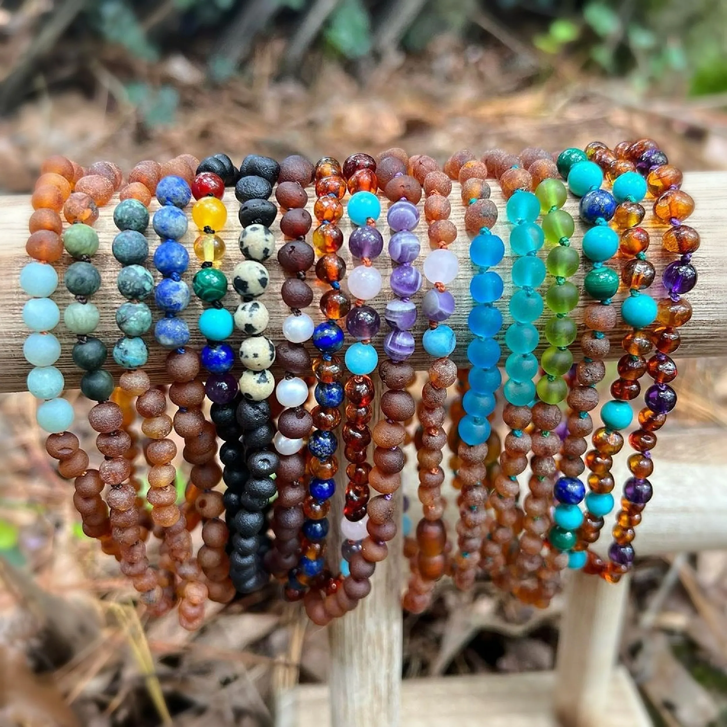 Kids | Amethyst   Cognac Amber Necklace